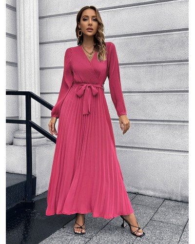 Women Dress V-Neck Long Sleeves Layered Long Dress Maxi Spring Fall