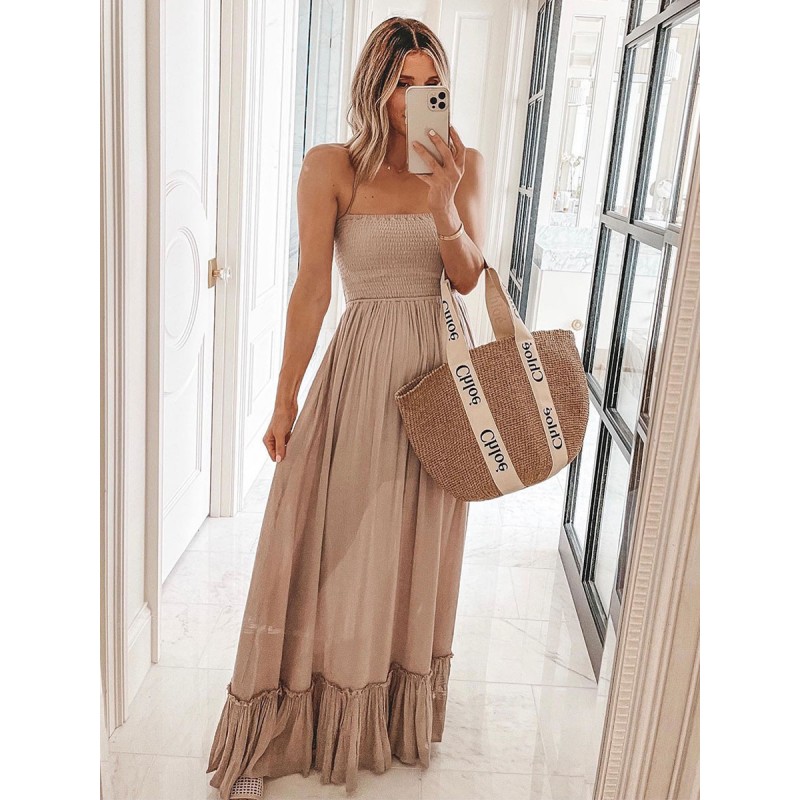 Women Maxi Dress Sleeveless Floor Length Dress Bohemian Summer