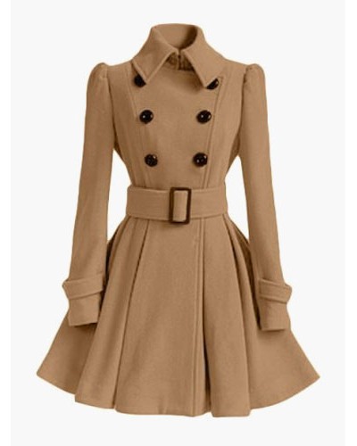 Trench Coat For Women Wrap Jacket Peacoat Spring Outerwear Vintage