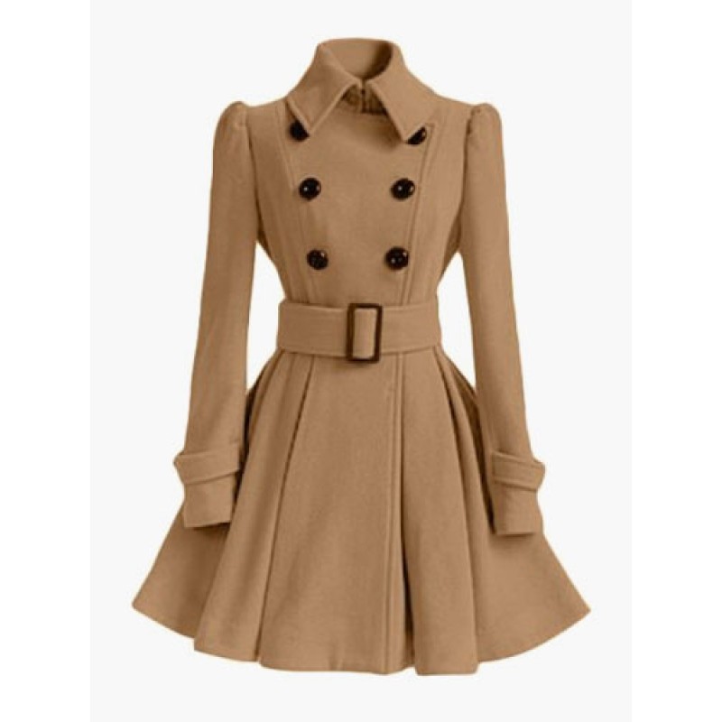 Trench Coat For Women Wrap Jacket Peacoat Spring Outerwear Vintage