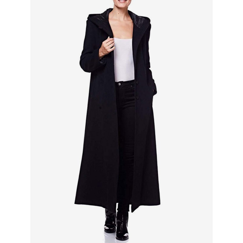 Women Wrap Coat Hooded Warmth Oversized Woolen Outerwear Casual Bohemian Spring Fall Winter