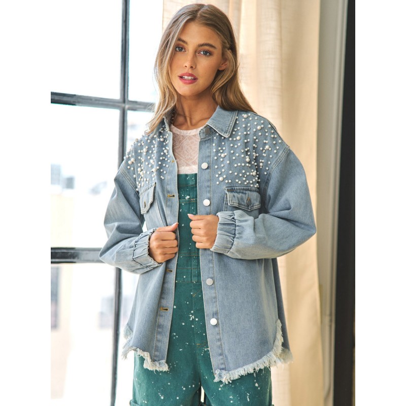 Women's Jackets Turndown Collar Front Button Casual Buttons Street Wear Baby Blue Jacket For Women Denim Jacket Spring Fall