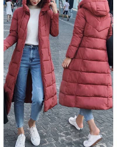 Long Puffer Coats Hooded Long Outerwear For Women Casual Winter