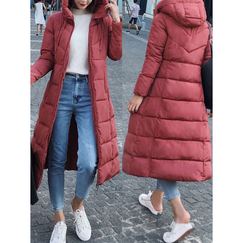 Long Puffer Coats Hooded Long Outerwear For Women Casual Winter