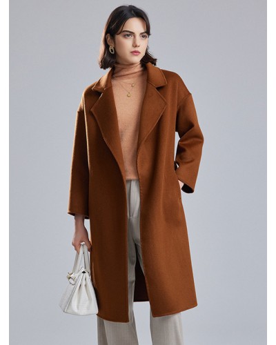 Wrap Coat 100% Wool Overcoat Winter Outerwear For Women Classic  Traditional Casual