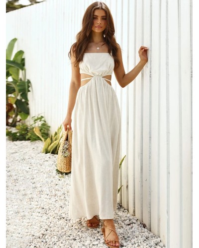 Women Maxi Dress Square Neck Sleeveless Long Dress Sexy Spring Summer