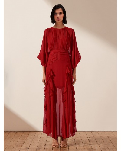 Women Party Dress Round NeckBalloon Sleeve 's Long Dress Maxi Spring Fall