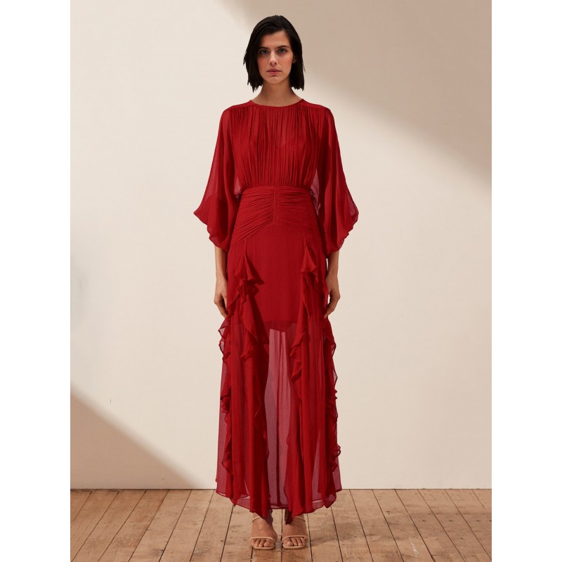 Women Party Dress Round NeckBalloon Sleeve 's Long Dress Maxi Spring Fall