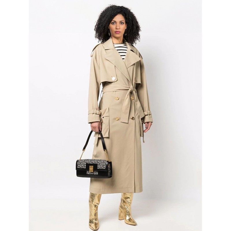 Women Classic Trench Coat Turn Down Collar Double Breasted Outerwear Trench Coats Fall Winter Street Wear Daily Casual