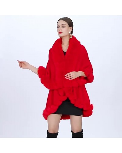 Women Poncho Faux Fur Collar Cape Spring Outerwear Classic  Traditional Casual