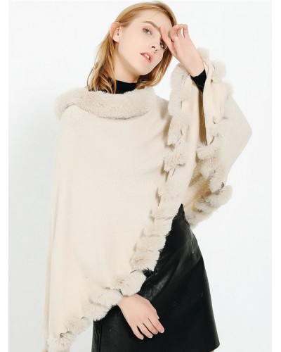 Women 's Poncho Fur Hem Cape Spring Outerwear 2023 Classic  Traditional Casual Street Wear Dating