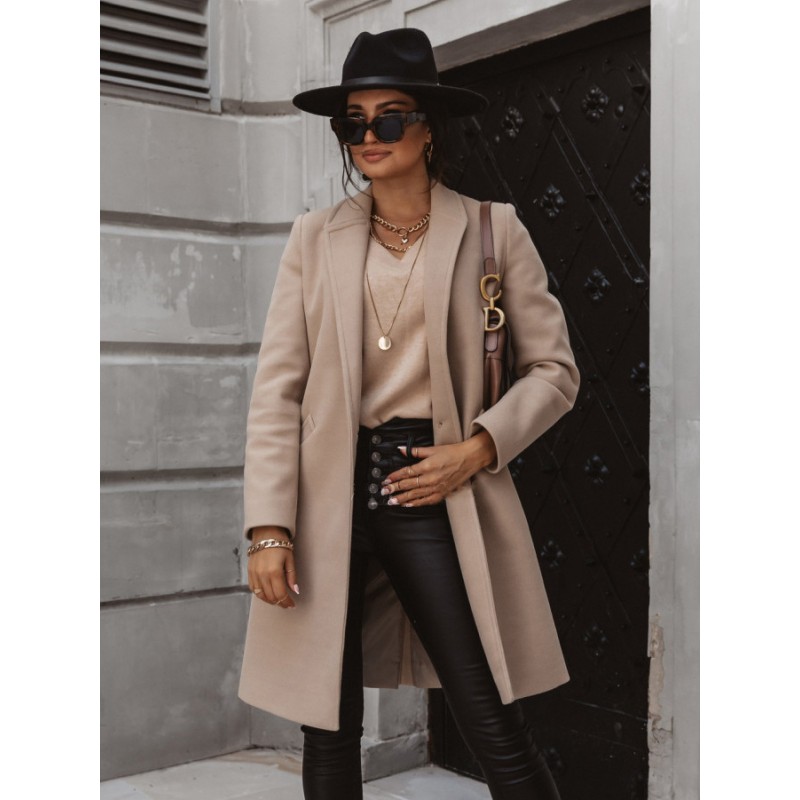 Women 's Coat Lapel Light Apricot Spring Outerwear 2023 Classic  Traditional Casual Street Wear Night Out Field