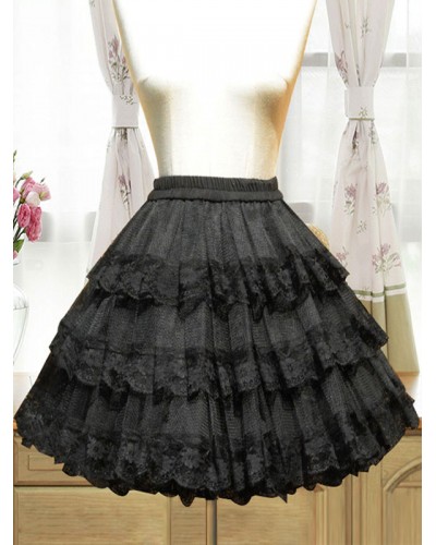 Black Lolita Petticoats Lace 3 Layer Lolita Underskirt