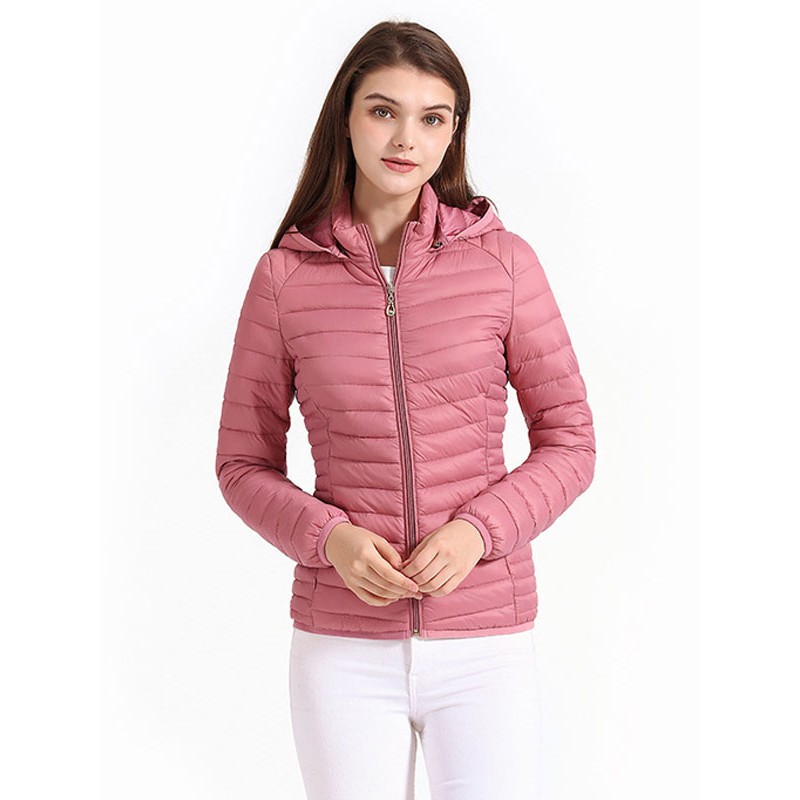 Women Puffer Coats Pink Hooded Cotton Warm Outerwear Classic  Traditional Casual Fall Winter Field Street Wear Indoor