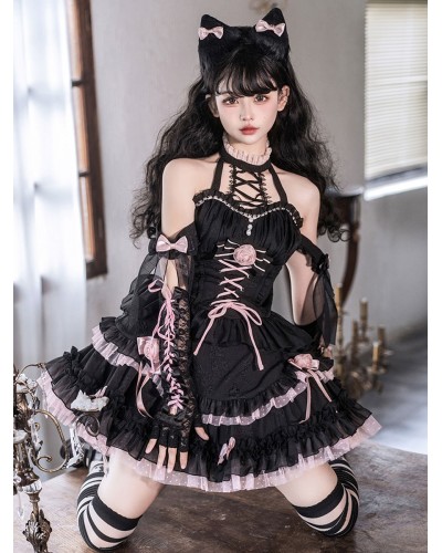 Gothic Lolita Dresses Lace Up Lace Black