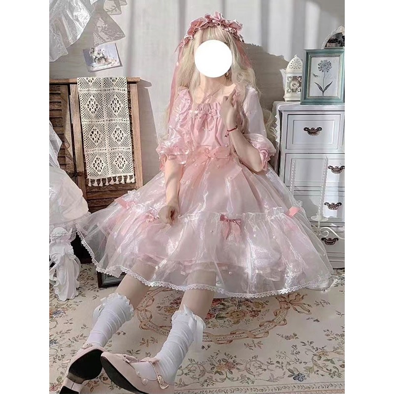 Sweet Lolita Dress Polyester Short Sleeves Dress Sweet Lolita Dress