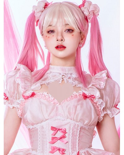 Lolita Wig Pink Long Heat-resistant Fiber Lolita Accessories Sweet Harajuku Fashion ROCOCO Daily Casual Tea Party