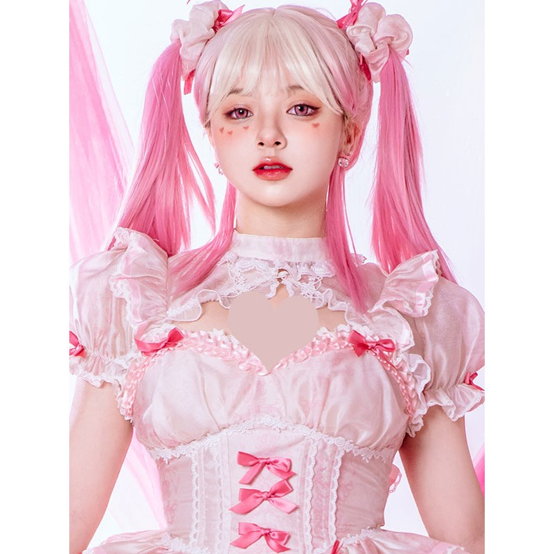 Lolita Wig Pink Long Heat-resistant Fiber Lolita Accessories Sweet Harajuku Fashion ROCOCO Daily Casual Tea Party