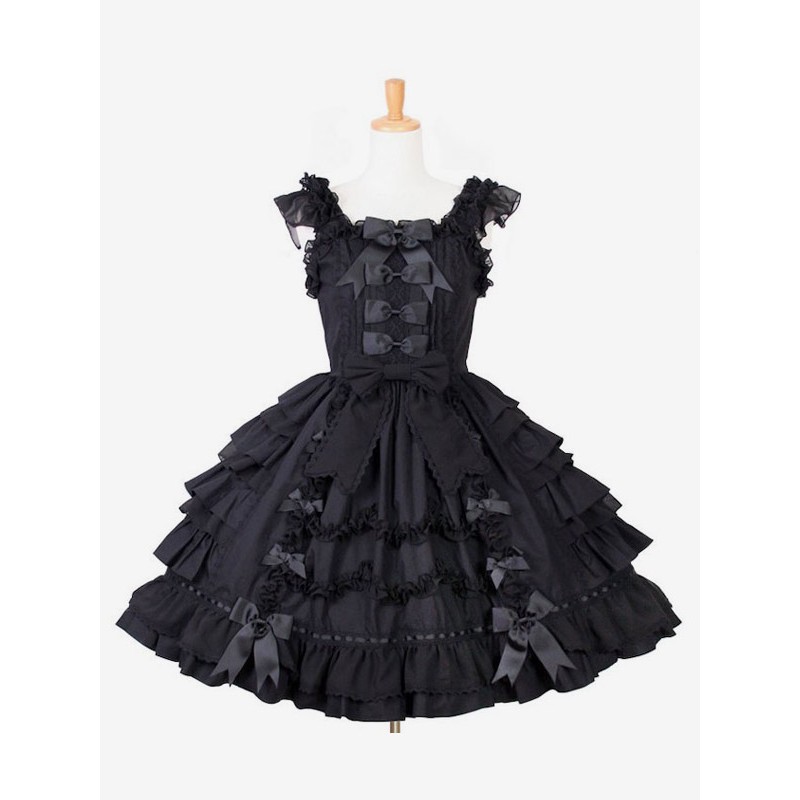 Gothic Lolita Dresses Ruffles Bows Black Black