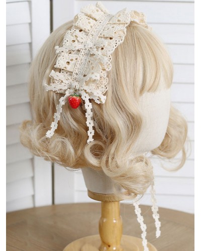 Lolita Accessories Ecru White Ruffles Polyester Hat Miscellaneous Sweet Pastoral Style ROCOCO