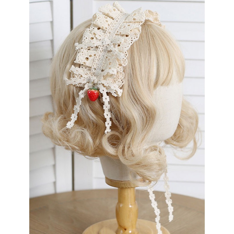 Lolita Accessories Ecru White Ruffles Polyester Hat Miscellaneous Sweet Pastoral Style ROCOCO