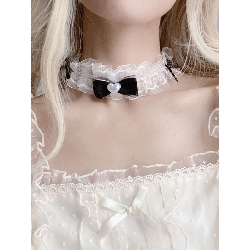 Lolita Accessories Red Bows Lace Choker Polyester Fiber Miscellaneous Sweet ROCOCO