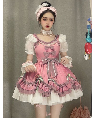 Sweet Lolita Dress Polyester Short Sleeves Dress