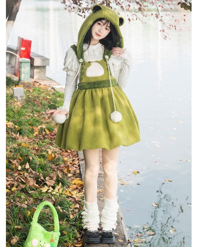 Sweet Lolita Dress Polyester Sleeveless Pom Poms Dress