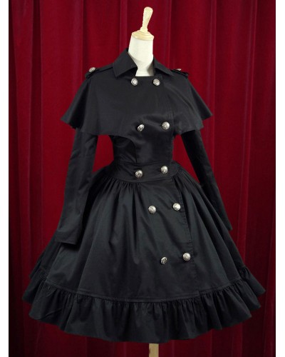 Wasp-waisted Elegant Cotton Buttons Lolita Dress Elegant  Luxurious