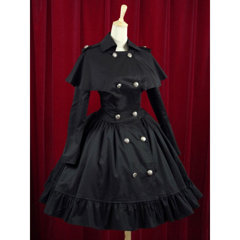 Wasp-waisted Elegant Cotton Buttons Lolita Dress Elegant  Luxurious