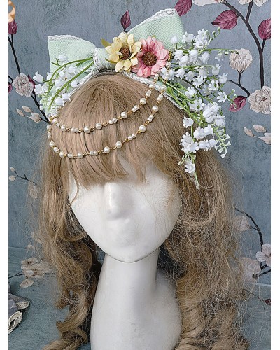 Classic Lolita Accessories Infanta Grass Green Chains Headwear Polyester Miscellaneous Sweet Classic  Traditional