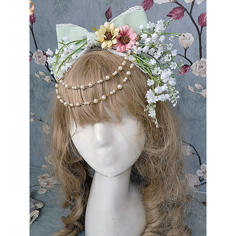 Classic Lolita Accessories Infanta Grass Green Chains Headwear Polyester Miscellaneous Sweet Classic  Traditional