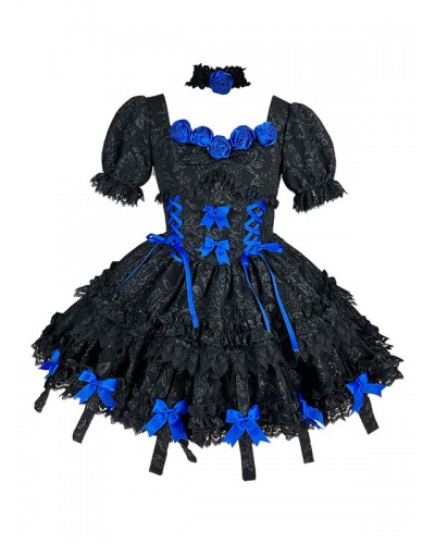 Gothic Lolita Dresses Lace Rose Blue White