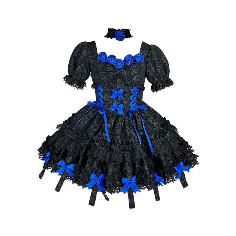 Gothic Lolita Dresses Lace Rose Blue White