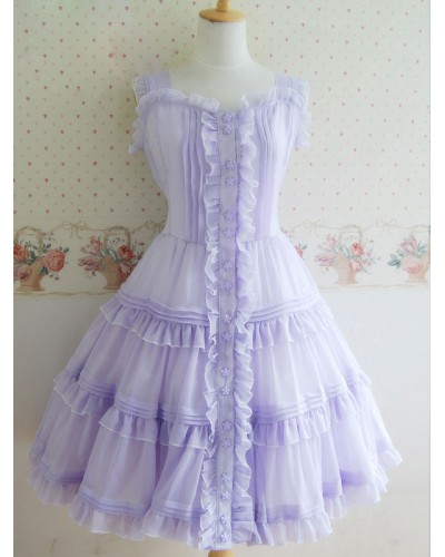 Buttons Polyester Lolita Dress Sweet Summer Daily Casual