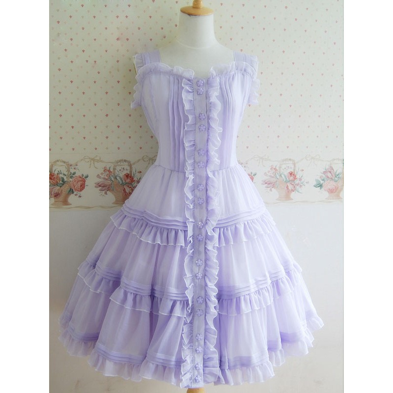 Buttons Polyester Lolita Dress Sweet Summer Daily Casual