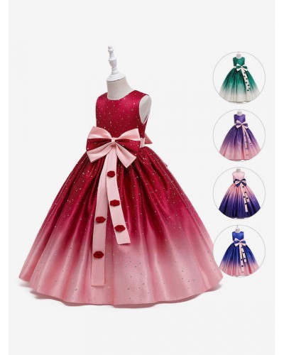 Polyester Daily Casual Flowers Sleeveless Polyester Summer Dress Ombre Purple Kids' Lolita Dresses