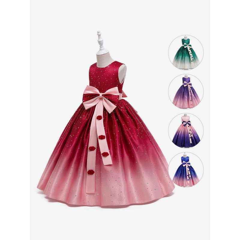 Polyester Daily Casual Flowers Sleeveless Polyester Summer Dress Ombre Purple Kids' Lolita Dresses