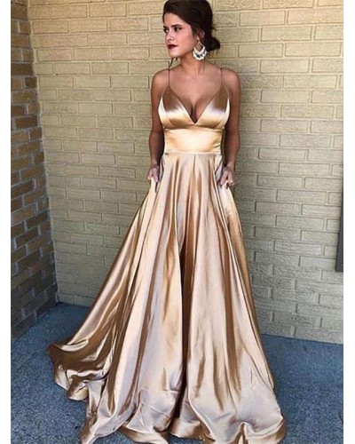 Women Party Dresses Gold Straps Neck Sleeveless Semi Formal Dress Maxi Summer