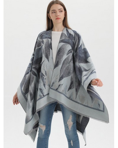 Women Cape Classic Floral Printed Oversized Casual Daily Poncho Poncho  Cape Fall Winter Daily Casual Street Wear