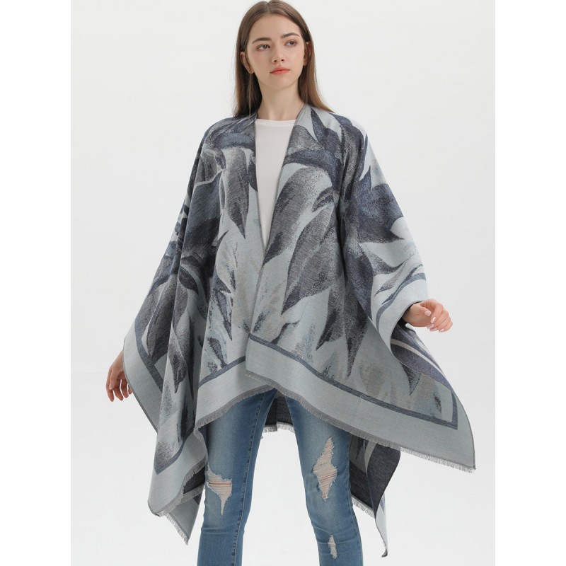 Women Cape Classic Floral Printed Oversized Casual Daily Poncho Poncho  Cape Fall Winter Daily Casual Street Wear