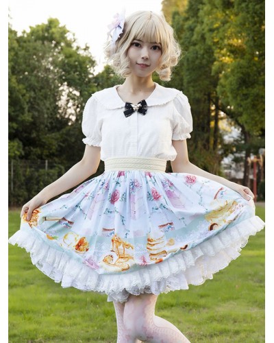 Idol clothes Lolita SK Ruffles As Image Floral Print Lolita Skirts