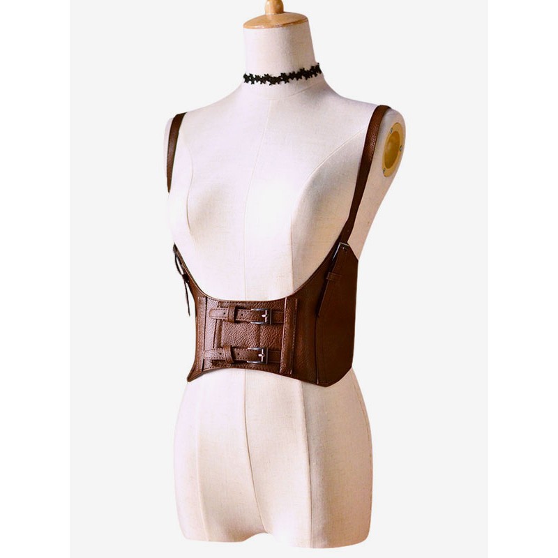 Lolita Corset Metallic Buckle Brown Lolita Bustier Accessories Steampunk Daily Casual Tea Party