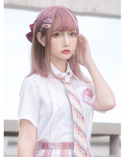 Lolita Wigs Short Heat-resistant Fiber Light Pink Lolita Accessories Sweet Harajuku Fashion ROCOCO Daily Casual Tea Party