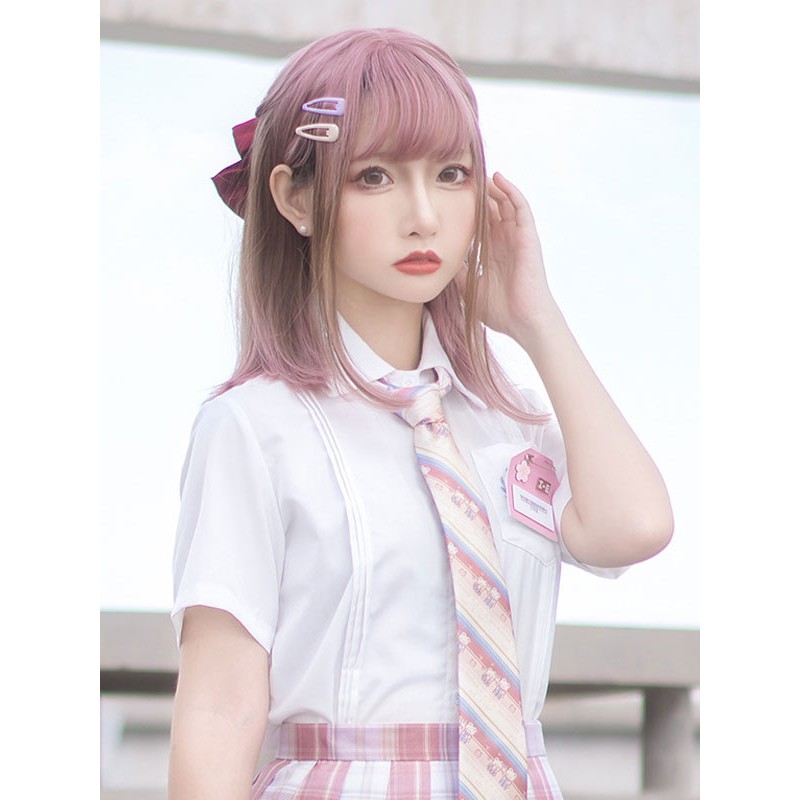 Lolita Wigs Short Heat-resistant Fiber Light Pink Lolita Accessories Sweet Harajuku Fashion ROCOCO Daily Casual Tea Party