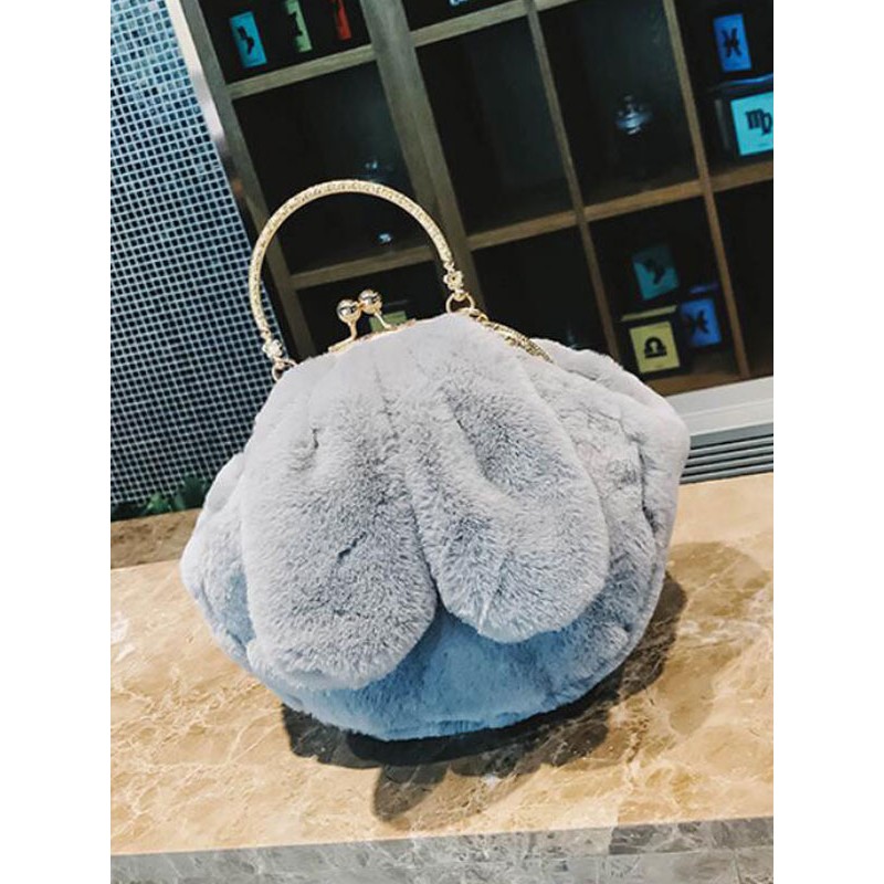 Sweet Lolita Handbag Light Gray Long Plush Shoulder Bag Lolita Accessories Daily Casual