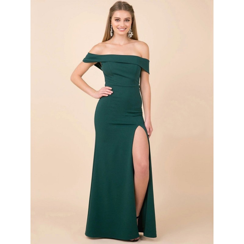 Birthday Party Dresses Off-Shoulder High-slit Semi Formal Long Dress Elegant Graduation