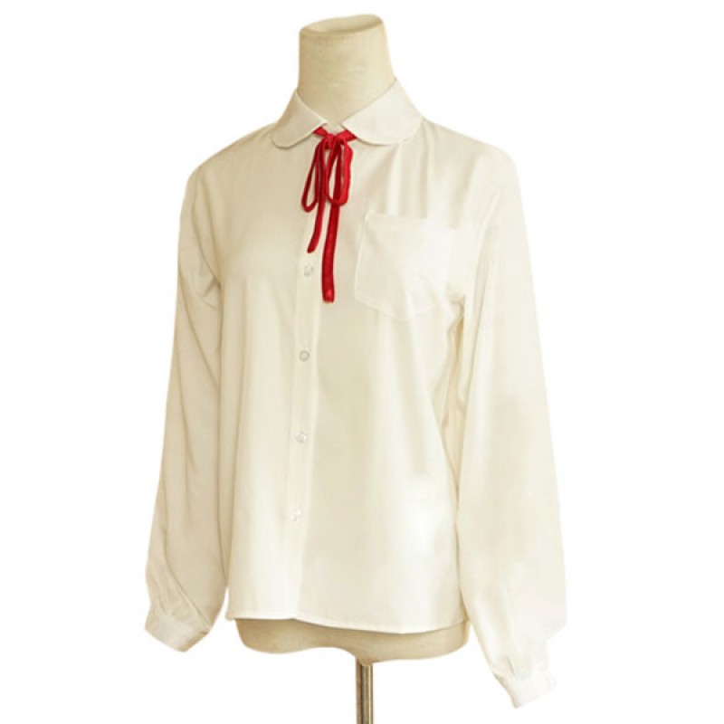 White Lace Up Cotton Lolita Blouse For Women Lovely