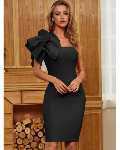 Birthday Dresses Black One-Shoulder Sleeveless Asymmetrical Semi Formal Dress Bodycon Party