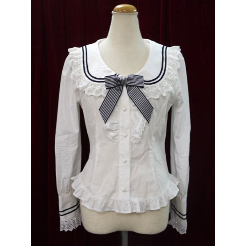 White Lolita Ruffles Cotton Blouse Without Bow Lovely